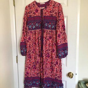 Long Sleeve Floral Maxi Dress, L